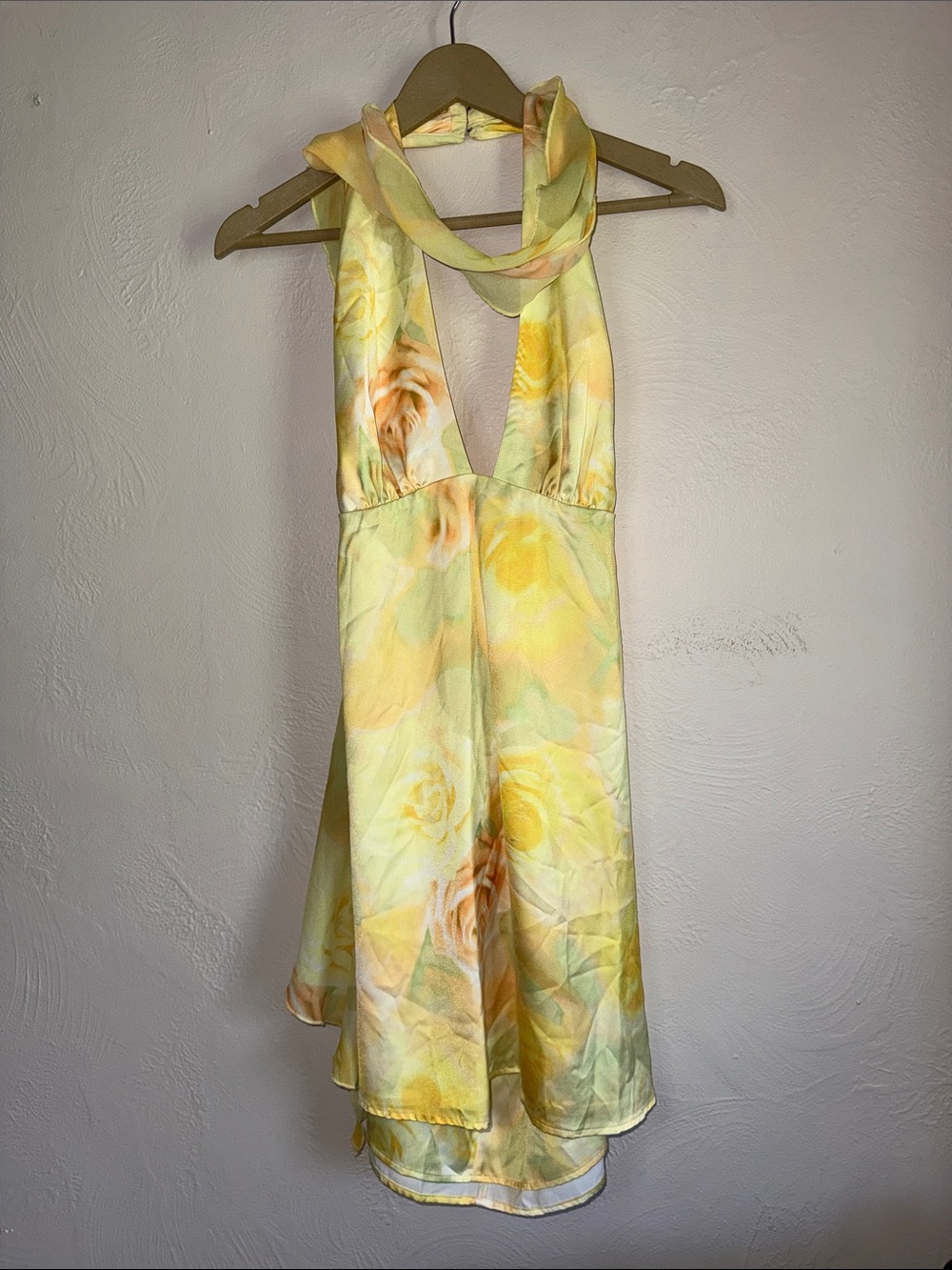 NWT For Love & Lemons Carla Mini Dress Yellow Rose L